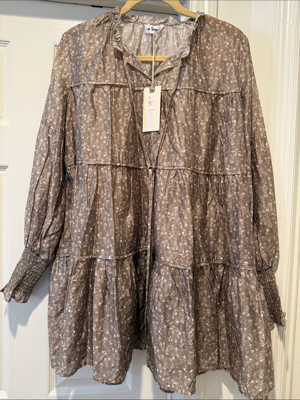 NWT in loom Floral LongSleeve Tiered  Babydoll Fairycore Boho Fall Ready Dress